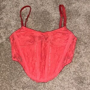 Urban Outfitters Coral Lace Bustier